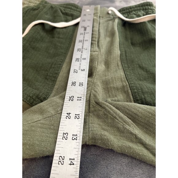 J.Crew Women's Tie Waist Linen Blend Cargo Pants 4 Green Jogger Patchwork Boho - Picture 10 of 11